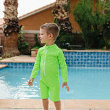 "Green Gecko" Solid Ribbed Sunsuit