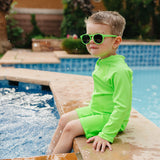 "Green Gecko" Solid Ribbed Sunsuit