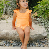 SS2026 "Brights" Neon Orange Ruffle Shoulder One Piece