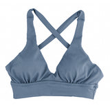 Ribbed Slate Blue V-Cup Crossback Bikini Top