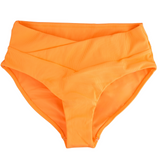 *Brights* Neon Orange Ribbed Mid Rise Cross Front Bottoms