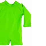 "Green Gecko" Solid Ribbed Sunsuit