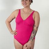 "Brights" Hot Pink Ribbed Women's One Piece