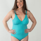 "Brights" Blue Curaco Ribbed Women's One Piece