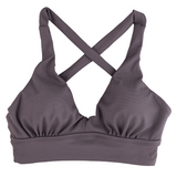 Ribbed Purple V-Cup Crossback Bikini Top