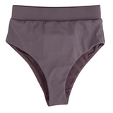 Ribbed Purple Women's High Waist Bikini Bottoms