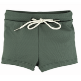 Ribbed Dark Green Swim Trunks