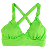 “Brights” Neon Green Women's Cross Back Bikini Top