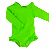 Green Gecko Ribbed Ruffle Rashguard Suit