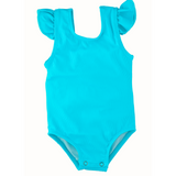 SS2026 Blue Curaco Ruffle Shoulder One Piece