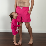 hot pink swim shorts