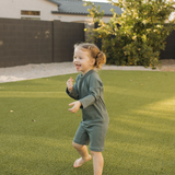 Solid Green Ribbed Sunsuit