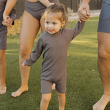 Solid Purple Ribbed Sunsuit