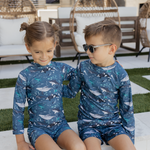 marine animal print Rashguard swimwear for kids