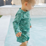 Palm print Rashguard swimwear for kids