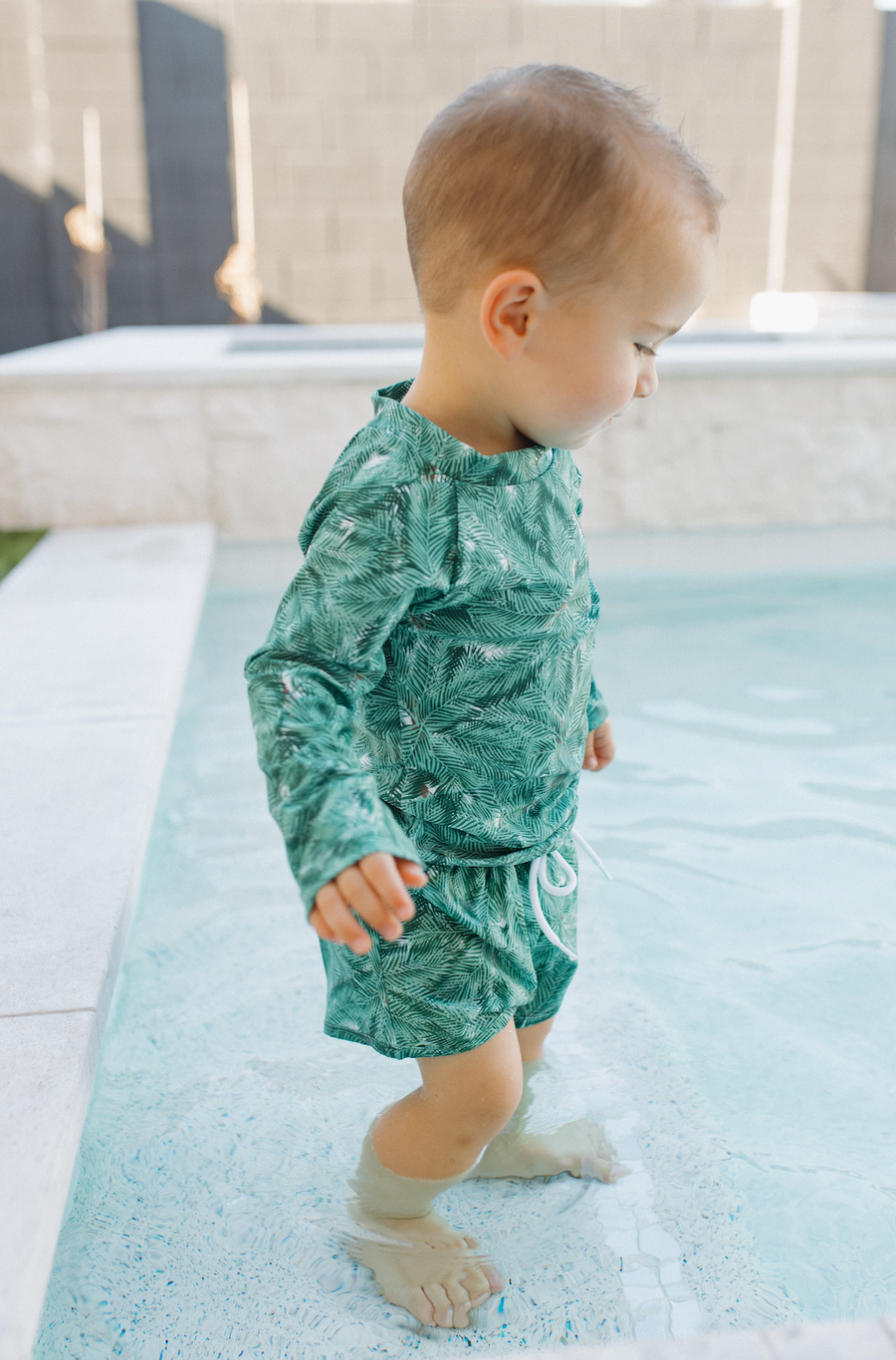 Palm print Rashguard swimwear for kids