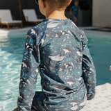 marine animal print Rashguard swimwear for kids