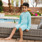 "Brights" Ribbed Blue Curaco Sunsuit