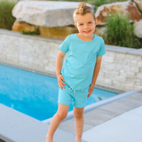 "Brights" Blue Curaco Round Hem T-Shirt Rashguard