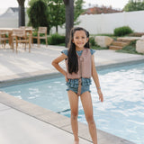 SS2026 The "August" Girls High Waist Smocked Bikini