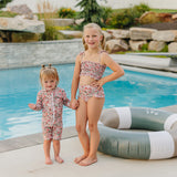 The "Hazel" Girls High Waist Smocked Bikini