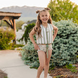 The "Ivy" Girls High Waist Smocked Bikini