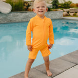 SS2026 "Brights" Neon Orange Solid Ribbed Sunsuit