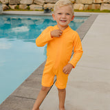 SS2026 "Brights" Neon Orange Solid Ribbed Sunsuit