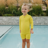 "Neon Yellow" Solid Ribbed Sunsuit