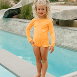 SS2026 "Brights" Neon Orange Ruffle Rashguard Suit
