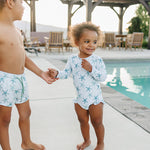 boy swim shorts, family matching, upf swimwear