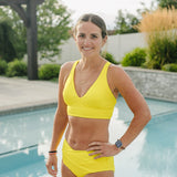*Brights* Neon Yellow Ribbed Mid Rise Cross Front Bottoms