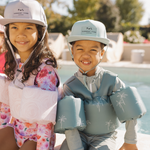 floaties and waterproof hats