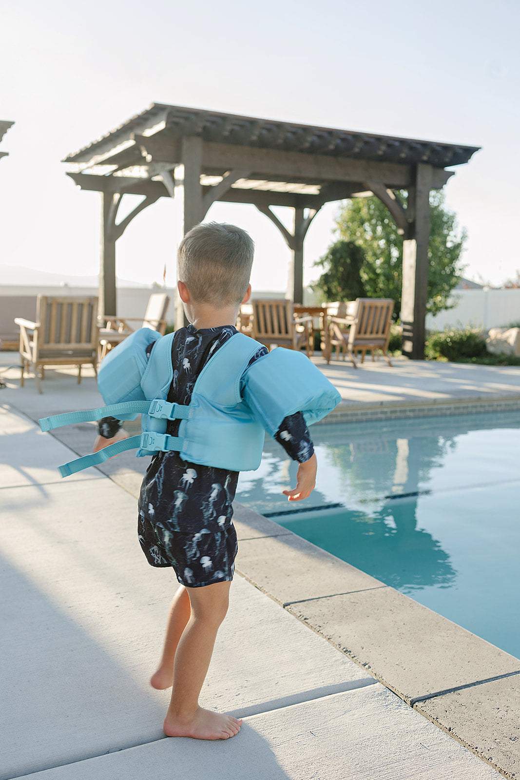 kids upf rashguard, blue floaties