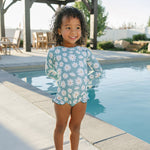 upf kids swimwear, kids fashion, ruffle rashguard