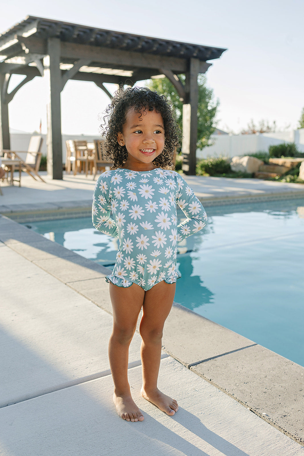 upf kids swimwear, kids fashion, ruffle rashguard