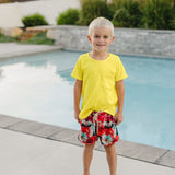 "Brights" Ribbed Neon Yellow Swim Trunks