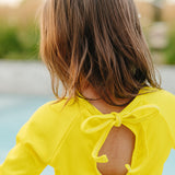 "Brights" Neon Yellow Ruffle Rashguard Suit