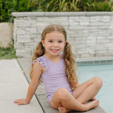 The "Violet" Ruffle Shoulder One Piece