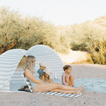 beach fashion with tent and chairs