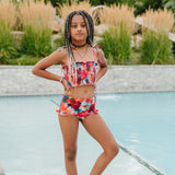 The "Briar" Girls High Waist Smocked Bikini