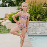 The "Hazel" Girls High Waist Smocked Bikini