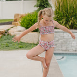The "Hazel" Girls High Waist Smocked Bikini