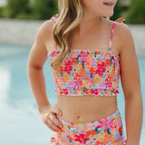 The "Maisie" Girls High Waist Smocked Bikini