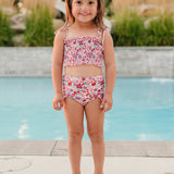 The "Poppy" Girls High Waist Smocked Bikini