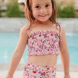 The "Poppy" Girls High Waist Smocked Bikini
