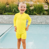 "Neon Yellow" Solid Ribbed Sunsuit