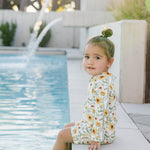 kids sunsuit with sunflowers