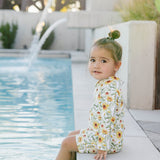 kids sunsuit with sunflowers