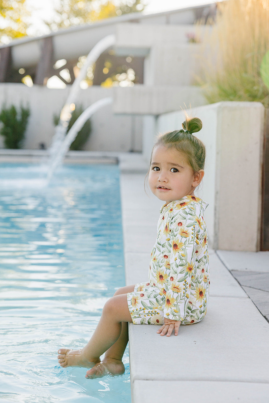 kids sunsuit with sunflowers